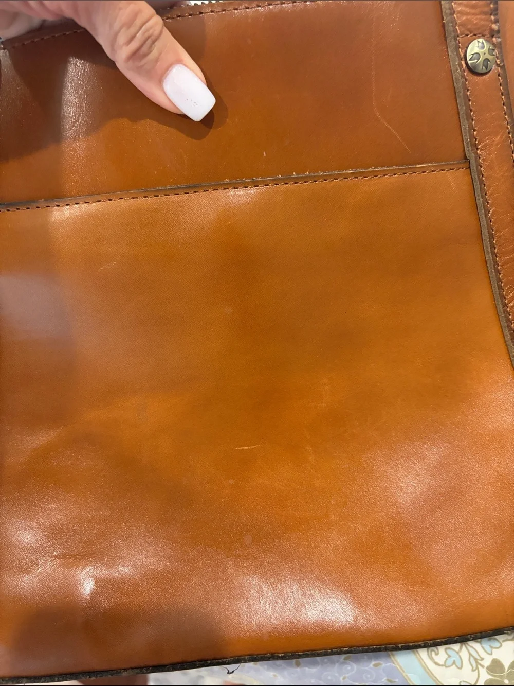 Patricia Nash Cognac Brown Leather Tote with Strap